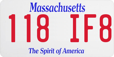 MA license plate 118IF8