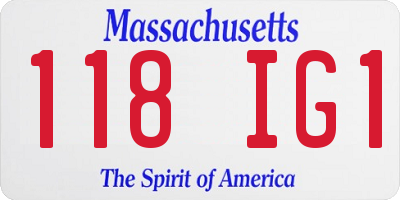 MA license plate 118IG1