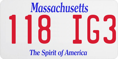 MA license plate 118IG3