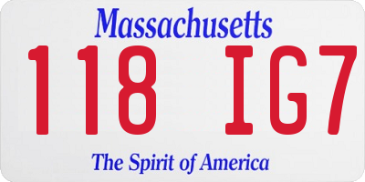 MA license plate 118IG7
