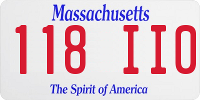 MA license plate 118II0