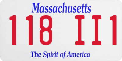 MA license plate 118II1