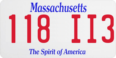 MA license plate 118II3