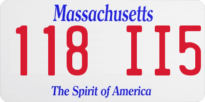 MA license plate 118II5