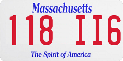MA license plate 118II6