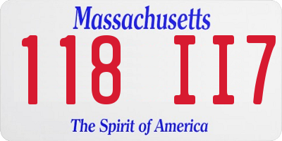 MA license plate 118II7