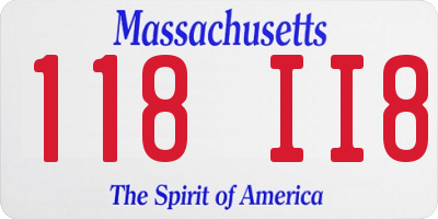 MA license plate 118II8