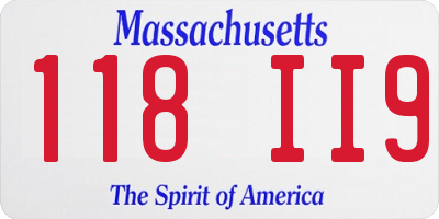 MA license plate 118II9