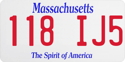 MA license plate 118IJ5