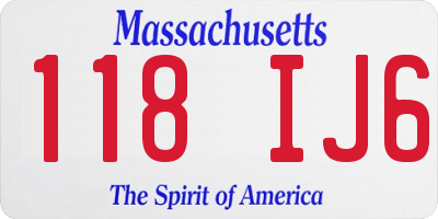 MA license plate 118IJ6