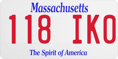 MA license plate 118IK0