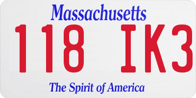 MA license plate 118IK3