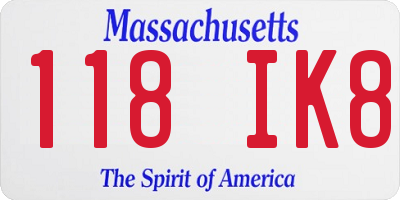 MA license plate 118IK8