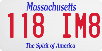 MA license plate 118IM8