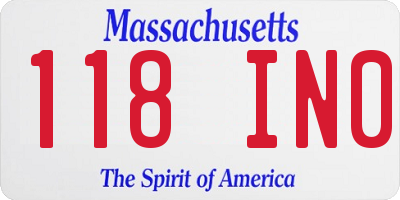 MA license plate 118IN0