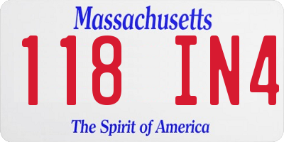 MA license plate 118IN4