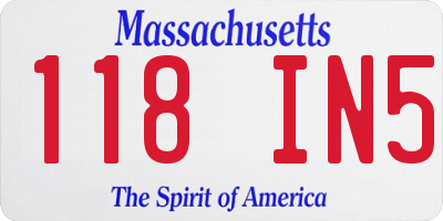 MA license plate 118IN5