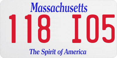 MA license plate 118IO5