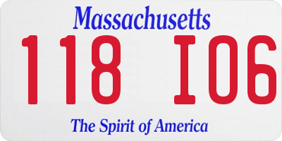 MA license plate 118IO6