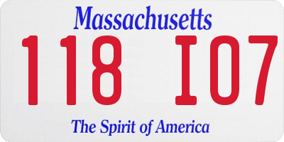 MA license plate 118IO7