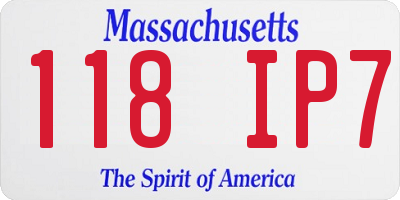 MA license plate 118IP7