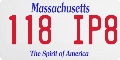 MA license plate 118IP8