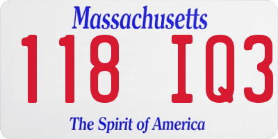 MA license plate 118IQ3