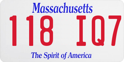 MA license plate 118IQ7