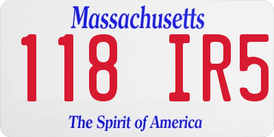 MA license plate 118IR5