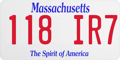 MA license plate 118IR7
