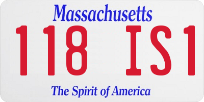 MA license plate 118IS1