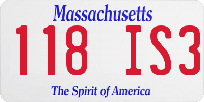 MA license plate 118IS3