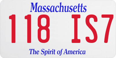 MA license plate 118IS7