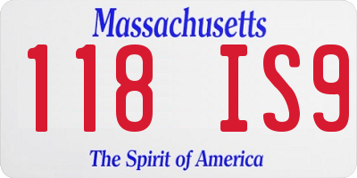 MA license plate 118IS9