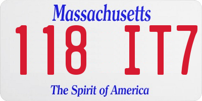 MA license plate 118IT7