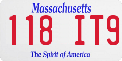MA license plate 118IT9