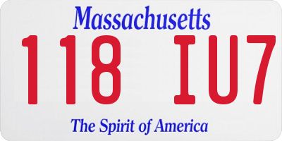 MA license plate 118IU7