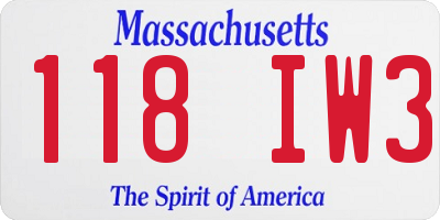 MA license plate 118IW3