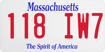 MA license plate 118IW7
