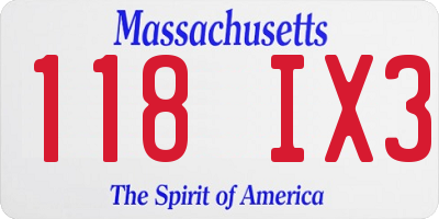 MA license plate 118IX3