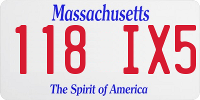 MA license plate 118IX5