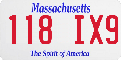 MA license plate 118IX9