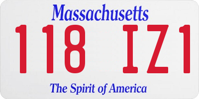MA license plate 118IZ1