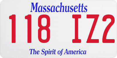 MA license plate 118IZ2