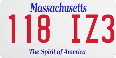 MA license plate 118IZ3