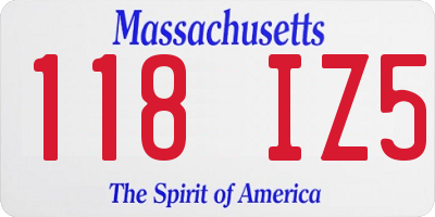 MA license plate 118IZ5