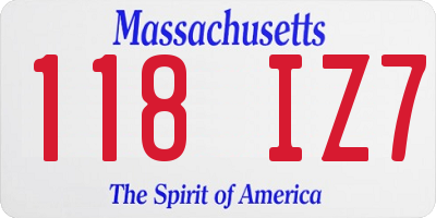 MA license plate 118IZ7