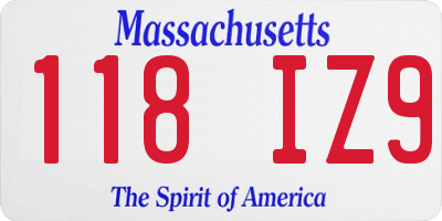 MA license plate 118IZ9