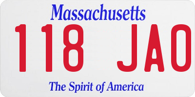 MA license plate 118JA0