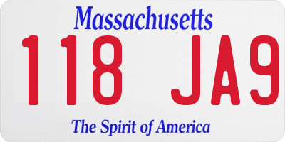 MA license plate 118JA9